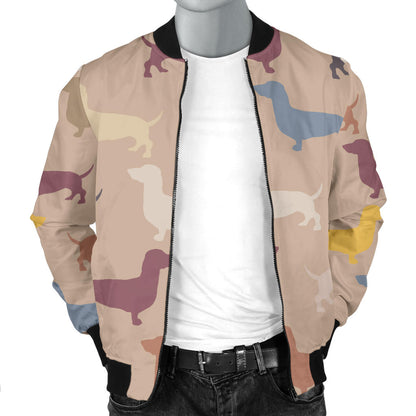 Dachshund Pattern Print Design 03 Men Bomber Jacket
