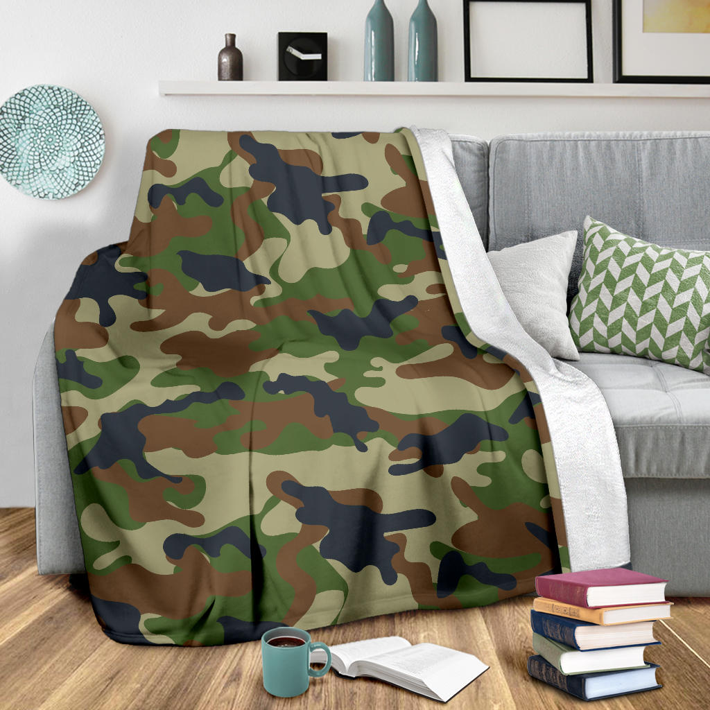 Army Camouflage Pattern Print Design 01 Premium Blanket
