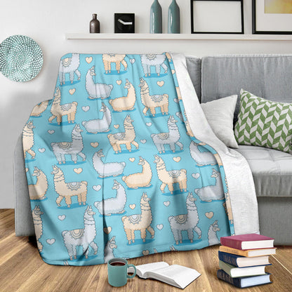 Alpaca Pattern Print Design 06 Premium Blanket