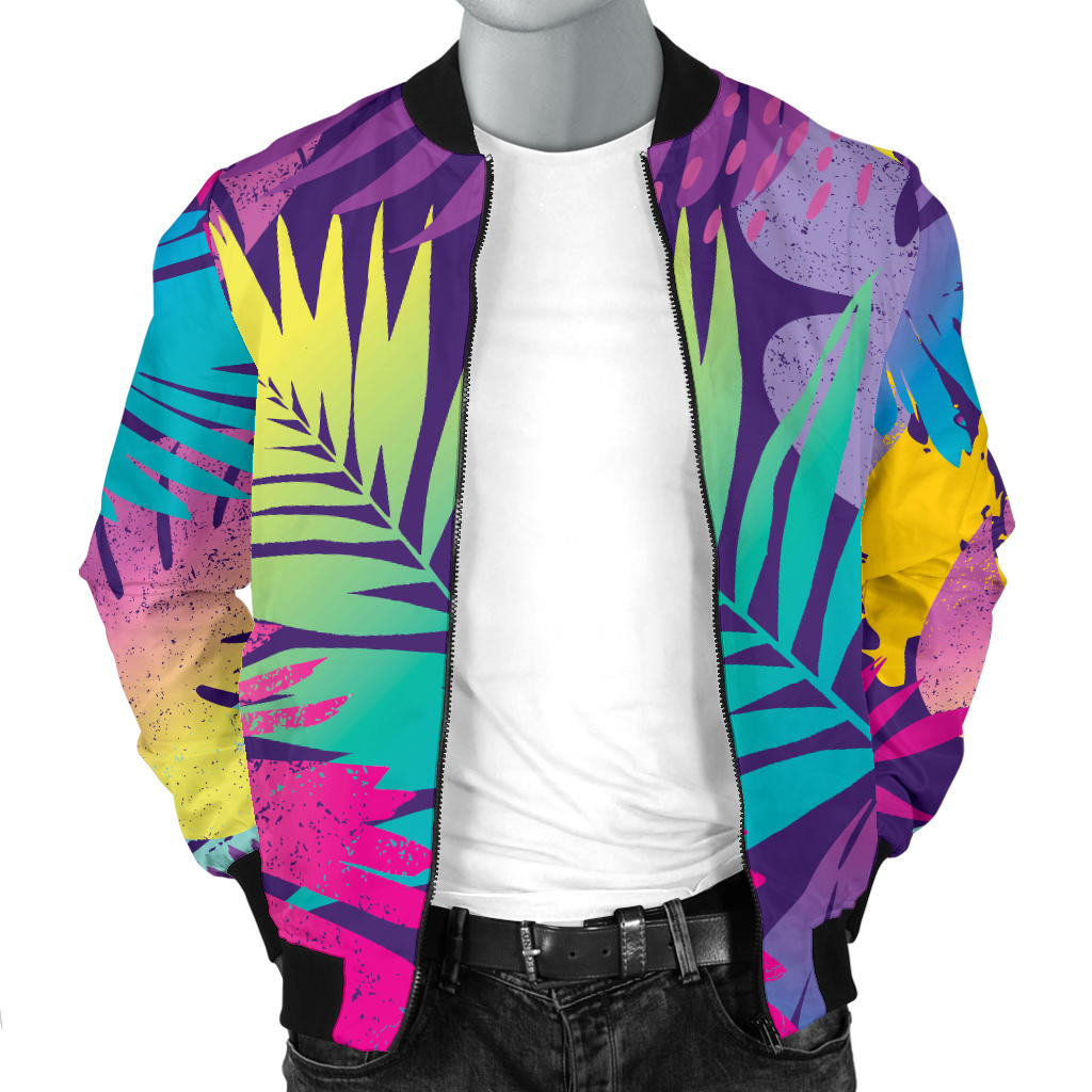 Palm Leaf Pattern Print Design A04 Men Bomber Jacket