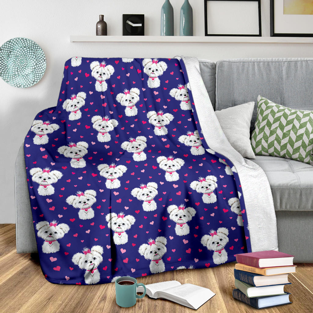 Maltese Pattern Print Design 02 Premium Blanket