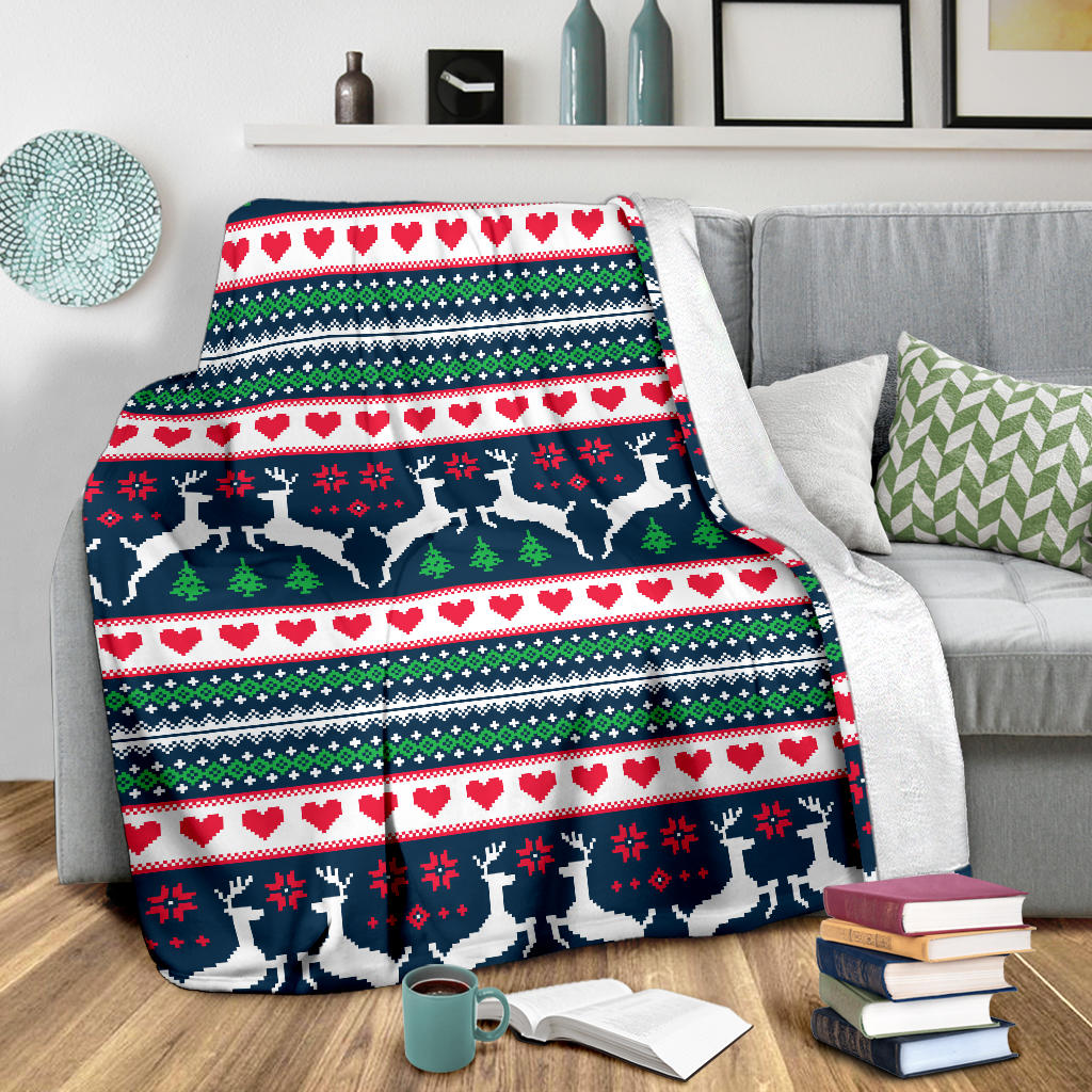Reindeer Pattern Print Design 03 Premium Blanket