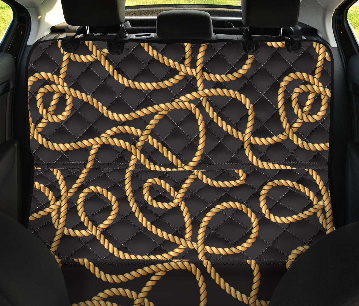 Rope Pattern Print Design A04 Rear Dog Car Seat Cover Hammock