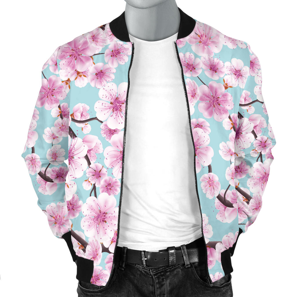 Cherry Blossom Pattern Print Design 01 Men Bomber Jacket