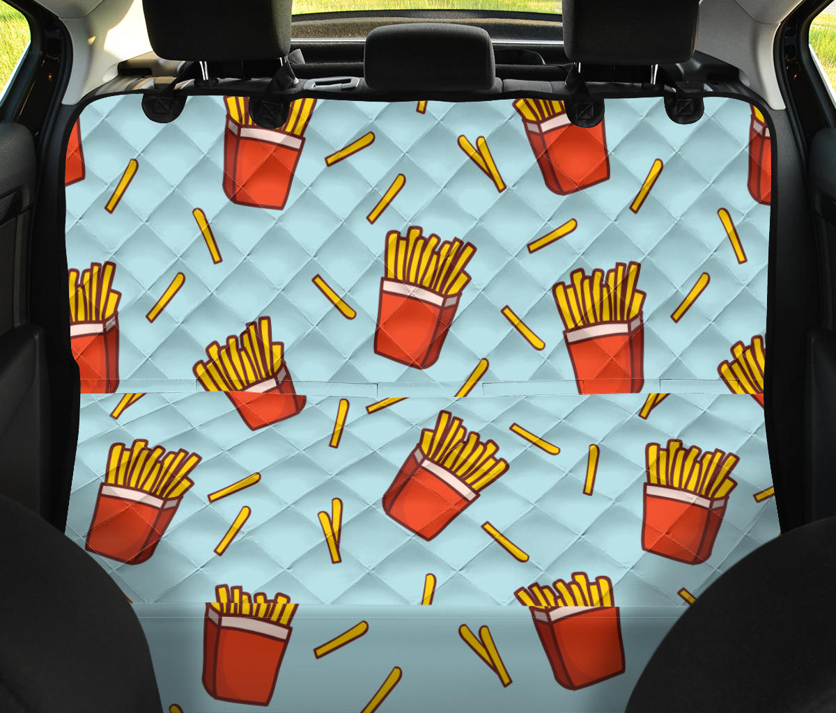 French Fried Pattern Print Design 02 Rear Dog Car Seat Cover Hammock