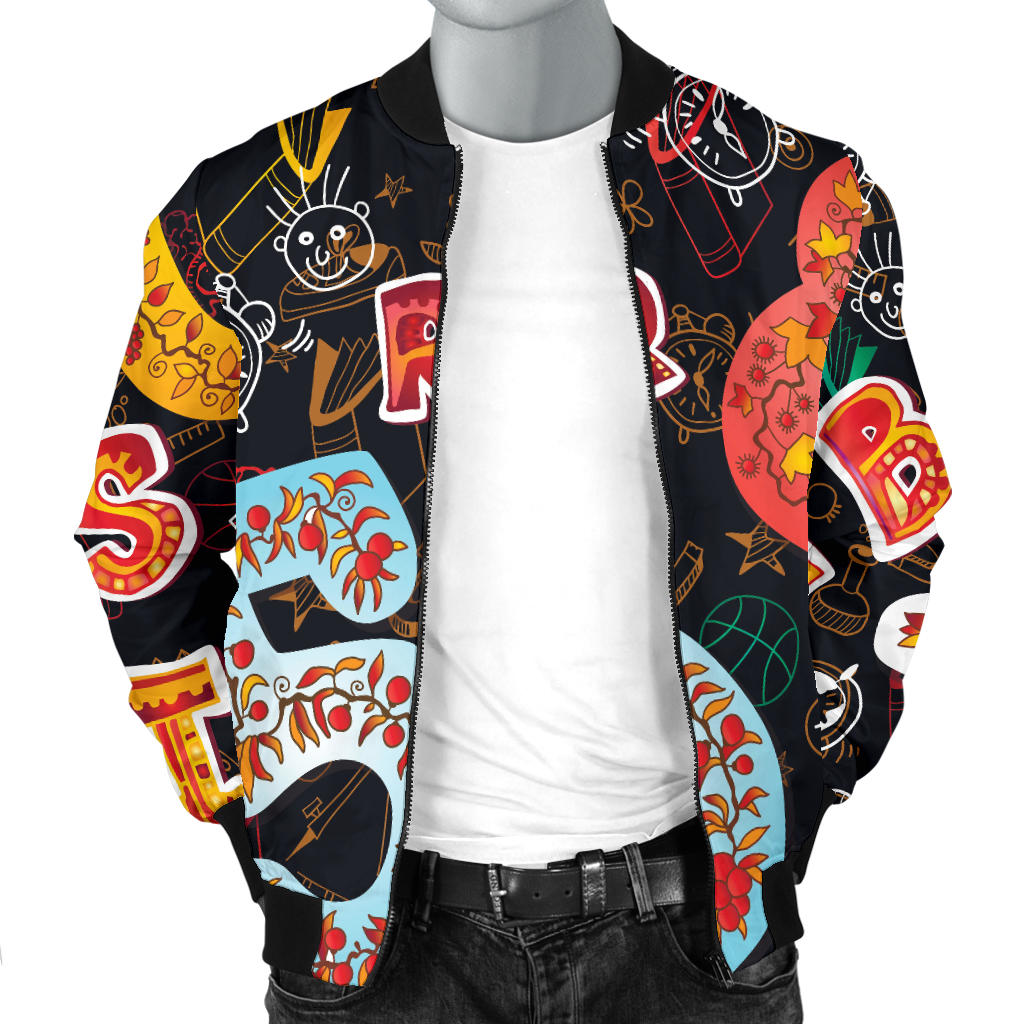 Number Pattern Print Design A03 Men Bomber Jacket