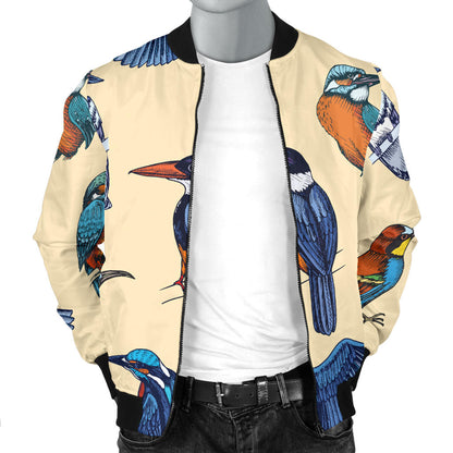 Kingfisher Bird Pattern Print Design 04 Men Bomber Jacket