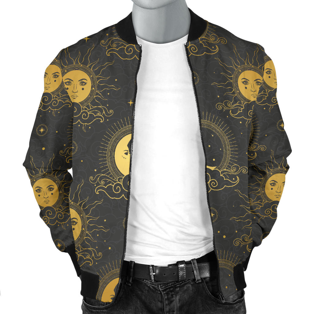 Celestial Moon Sun Pattern Print Design 05 Men Bomber Jacket