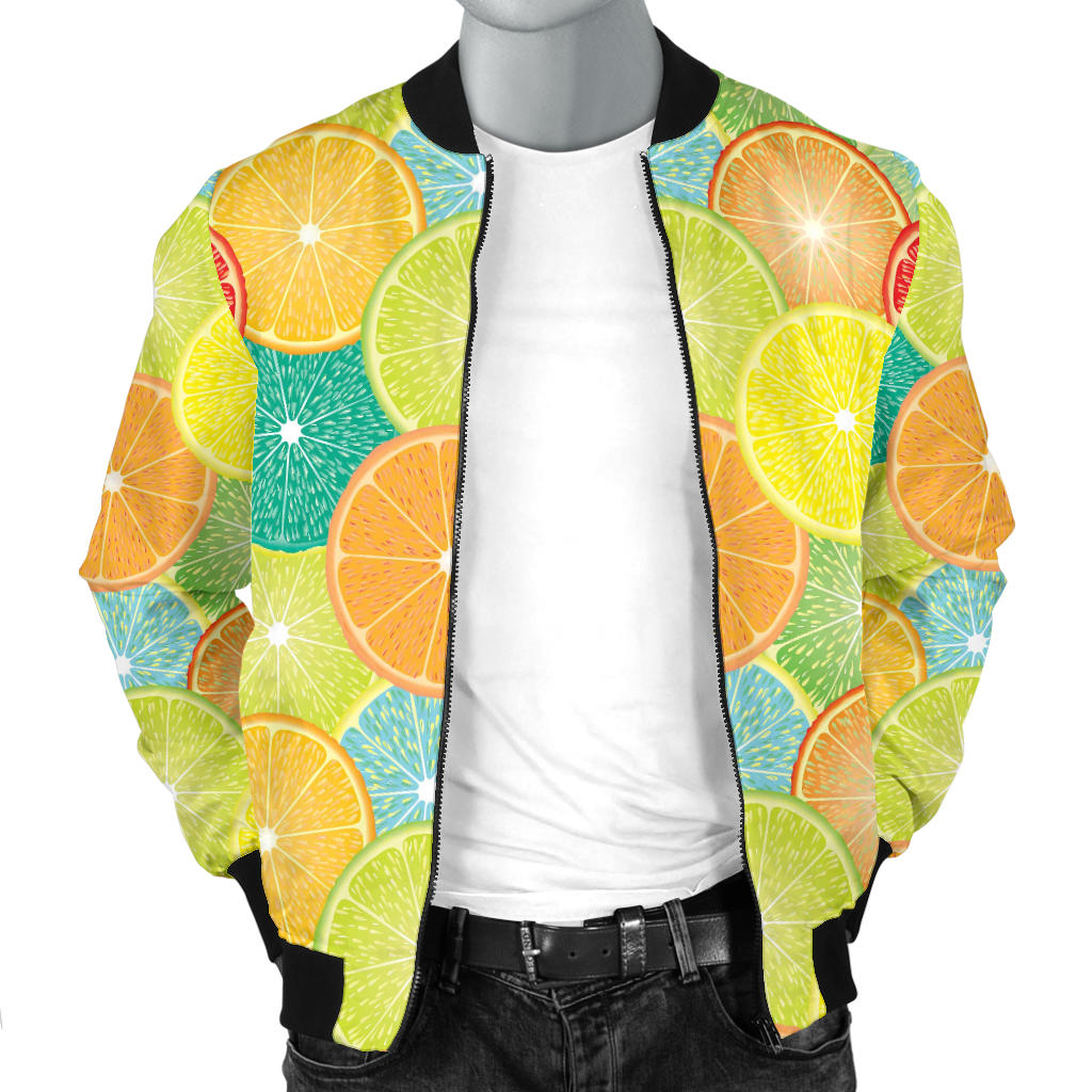 Citrus Pattern Print Design 01 Men Bomber Jacket
