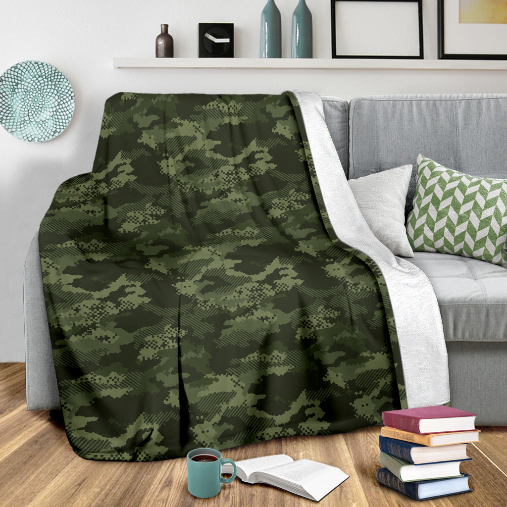 Army Camouflage Pattern Print Design 02 Premium Blanket