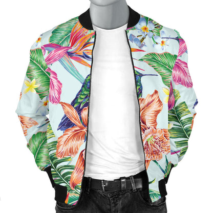 Hummingbird Tropical Pattern Print Design 05 Men Bomber Jacket