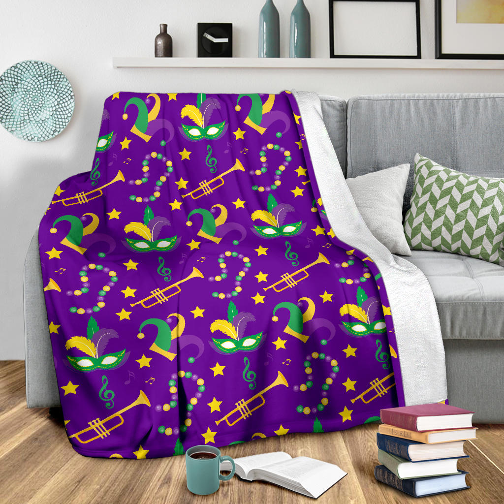 Mardi Gras Pattern Print Design 06 Premium Blanket