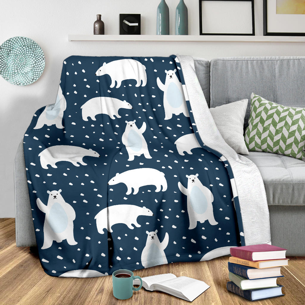 Polar Bear Pattern Print Design A02 Premium Blanket