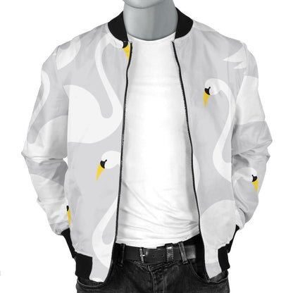 Swan Pattern Print Design 02 Men Bomber Jacket