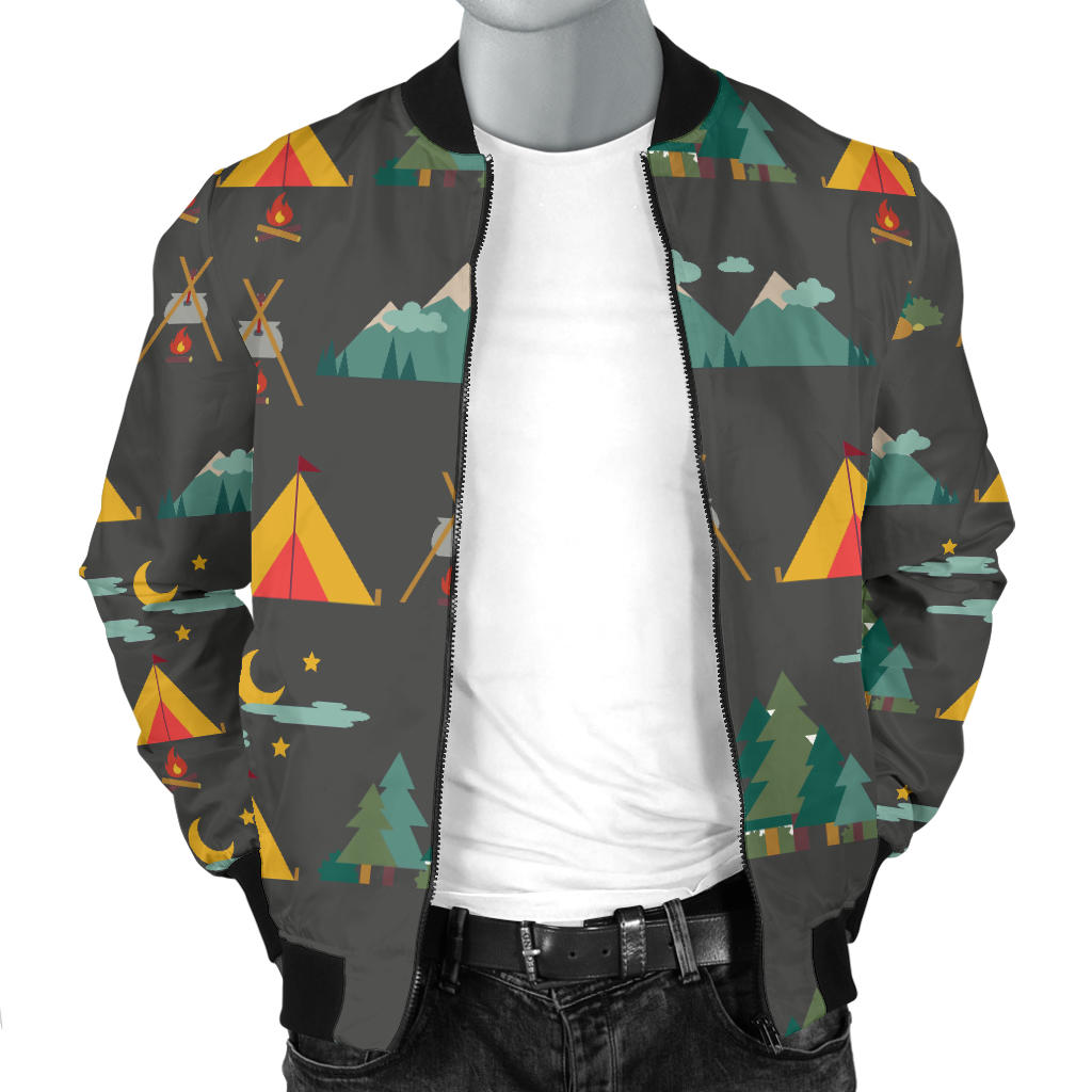 Camping Tent Pattern Print Design 03 Men Bomber Jacket