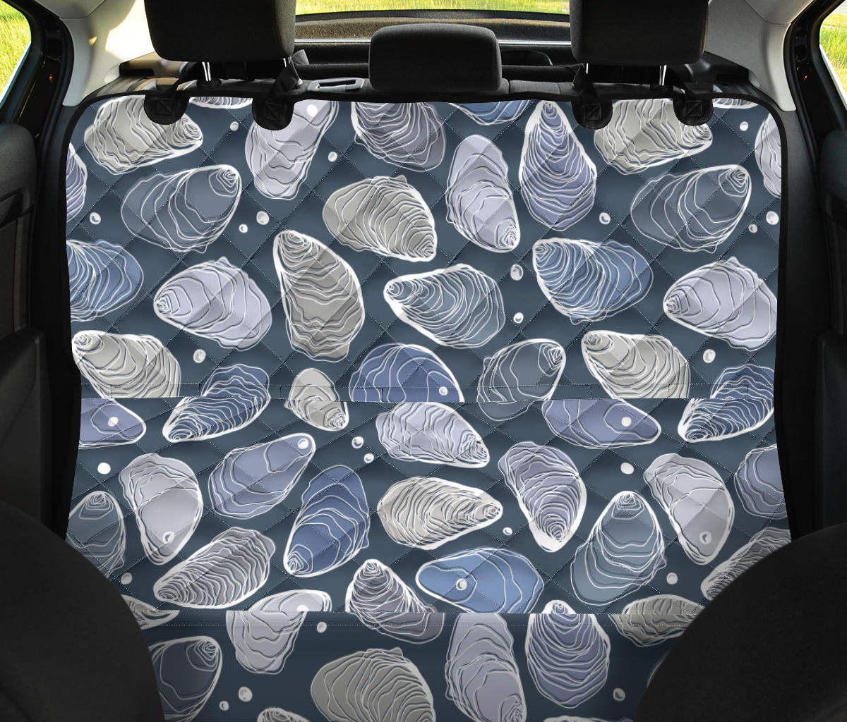 Oyster Pattern Print Design 02 Rear Dog Car Seat Cover Hammock