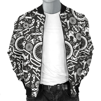 Bicycle Tools Pattern Print Design 02 Men Bomber Jacket