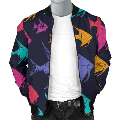 Angelfish Colorful Pattern Print Design 03 Men Bomber Jacket
