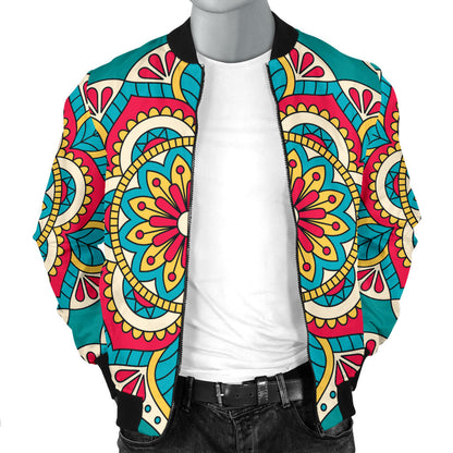 Mandala Pattern Print Design 03 Men Bomber Jacket
