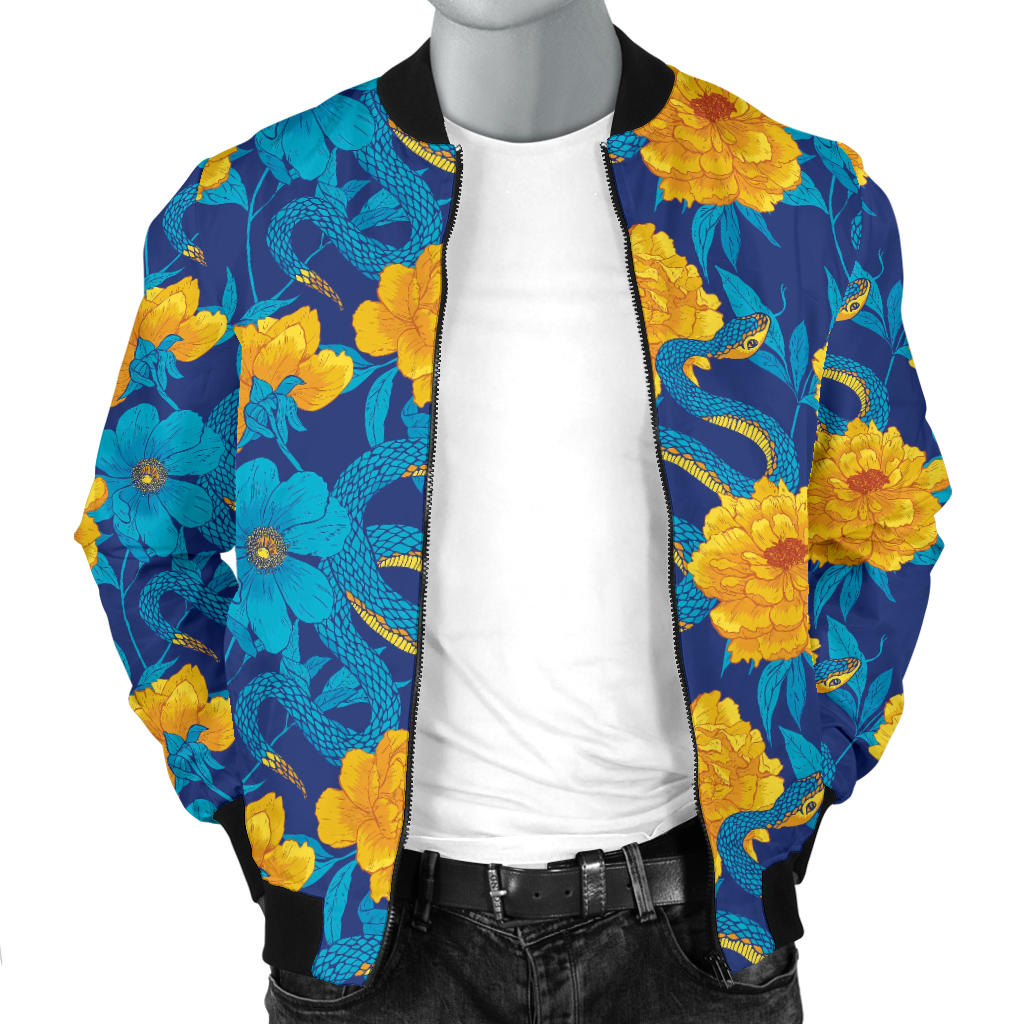 Boa Pattern Print Design 01 Men Bomber Jacket