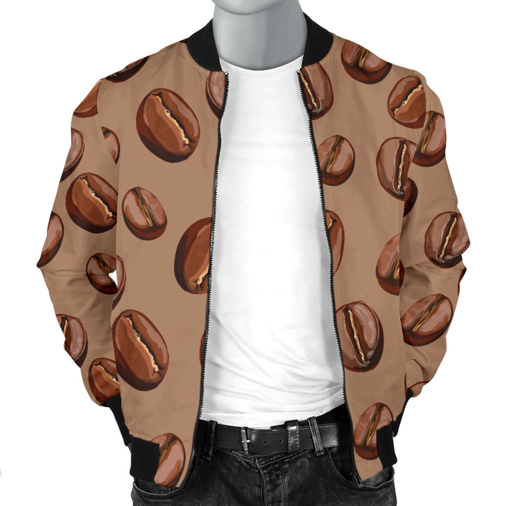 Coffee Pattern Print Design 07 Men Bomber Jacket