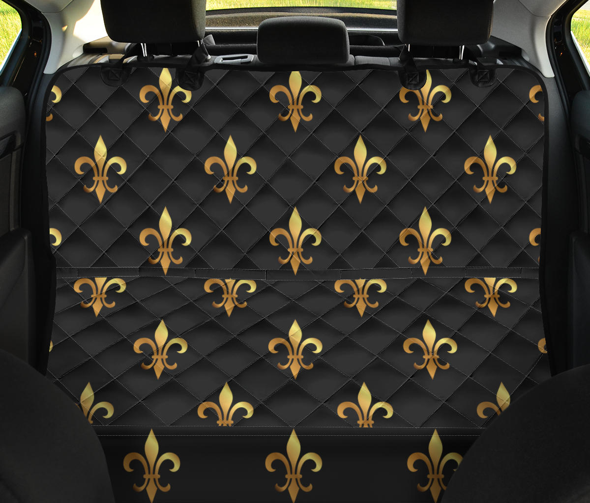 Fleur De Lis Gold Pattern Print Design 03 Rear Dog Car Seat Cover Hammock