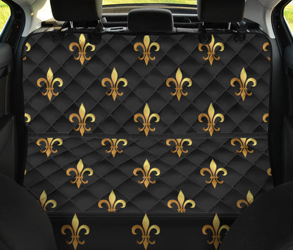 Fleur De Lis Gold Pattern Print Design 03 Rear Dog Car Seat Cover Hammock