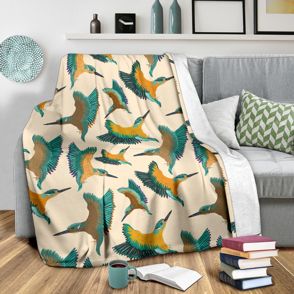 Kingfisher Pattern Print Design 02 Premium Blanket