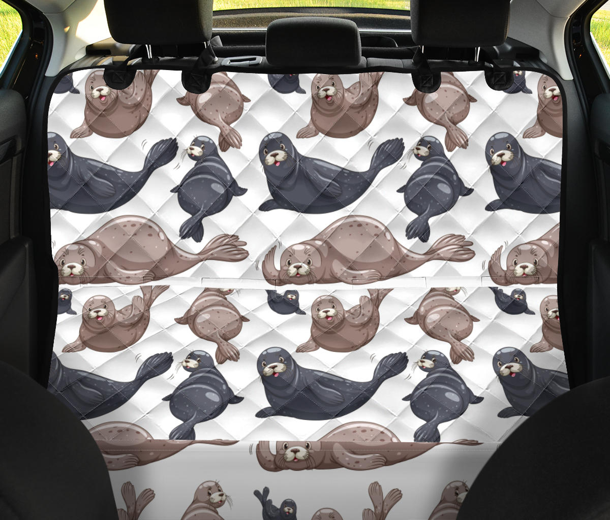 Sea Lion Pattern Print Design 02 Rear Dog Car Seat Cover Hammock
