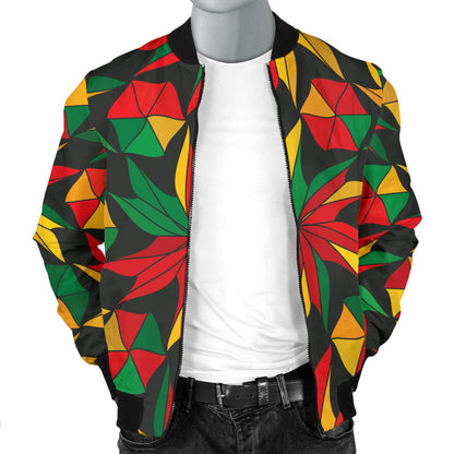 Rastafarian Pattern Print Design A03 Men Bomber Jacket