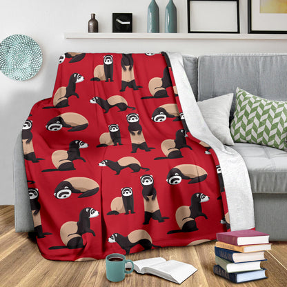 Ferret Pattern Print Design 02 Premium Blanket