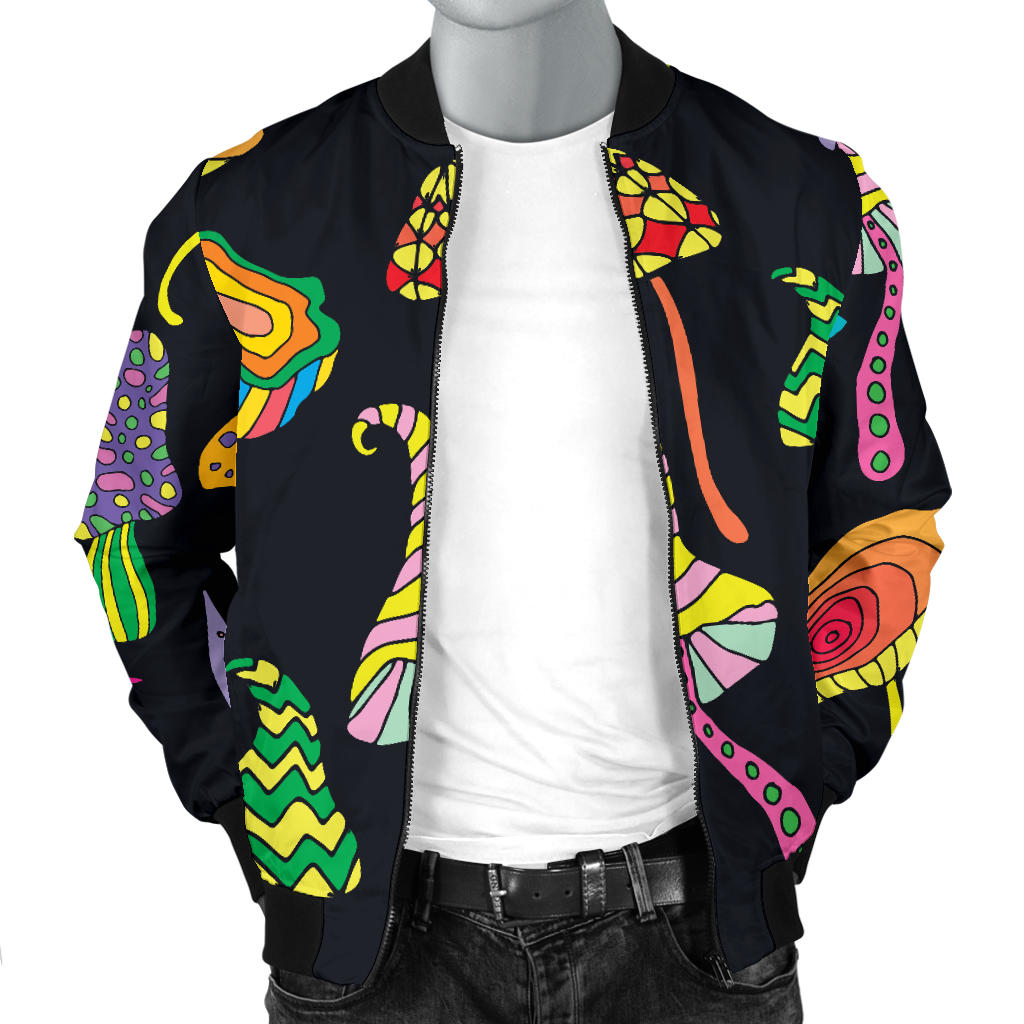 Psychedelic Mushroom Pattern Print Design A02 Men Bomber Jacket