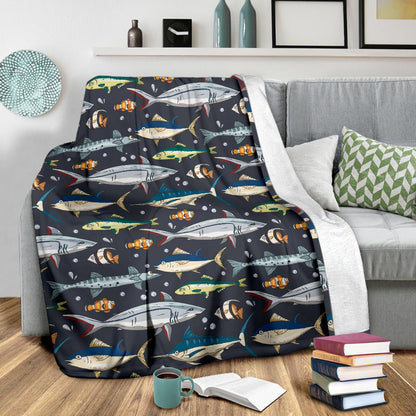 Swordfish Pattern Print Design 04 Premium Blanket