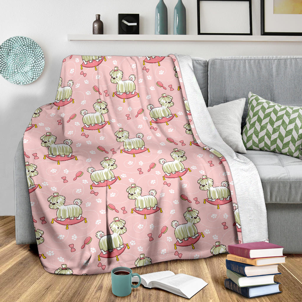 Bichons Frise Pattern Print Design 01 Premium Blanket