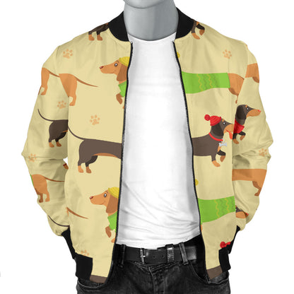 Dachshund Pattern Print Design 06 Men Bomber Jacket