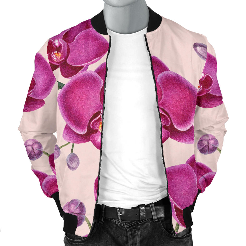 Orchid Pattern Print Design A02 Men Bomber Jacket