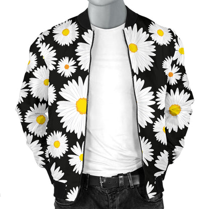 Daisy Pattern Print Design 01 Men Bomber Jacket