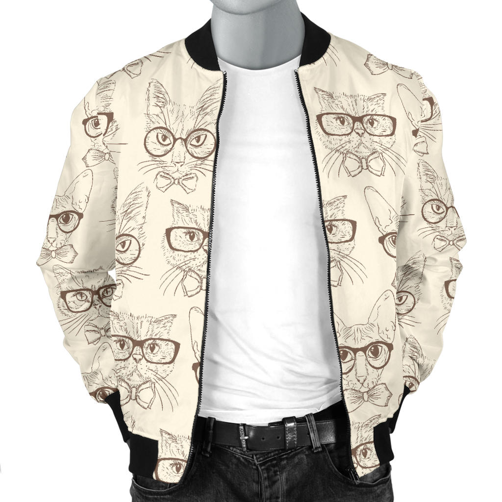 Cat Pattern Print Design 02 Men Bomber Jacket
