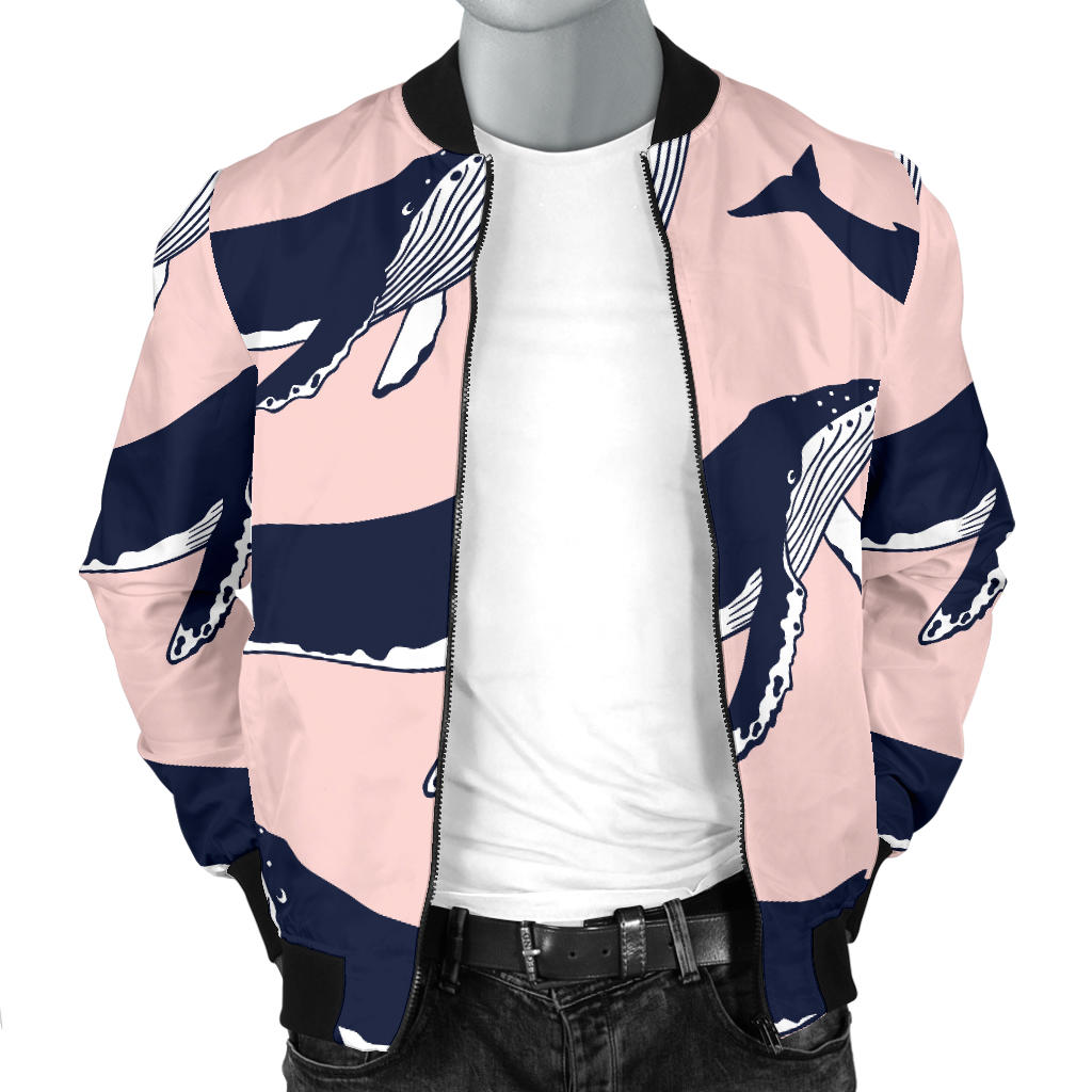 Humpback Whale Pattern Print Design 02 Men Bomber Jacket