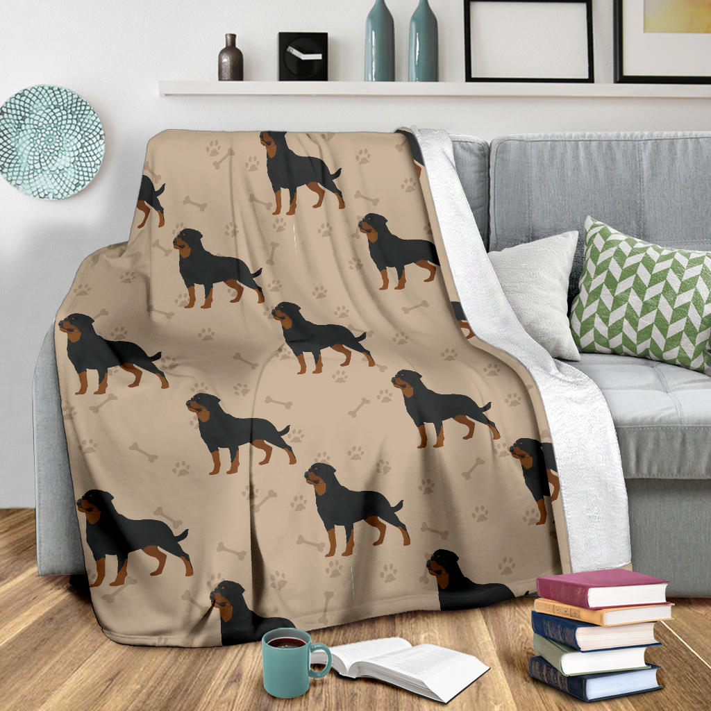 Rottweiler Pattern Print Design A01 Premium Blanket
