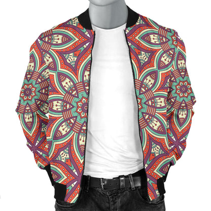 Bohemian Pattern Print Design 03 Men Bomber Jacket