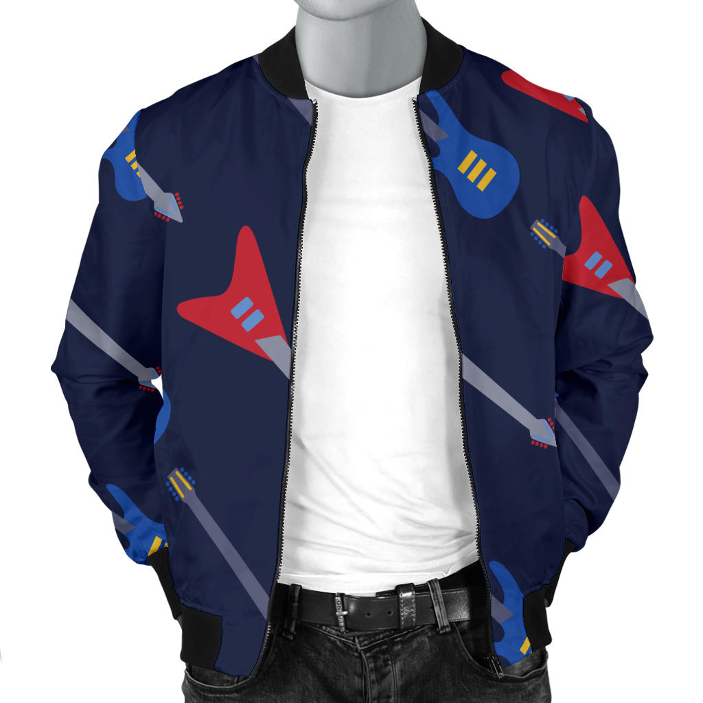 Electric Guitar Pattern Print Design 01 Men Bomber Jacket