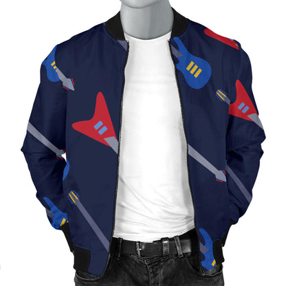 Electric Guitar Pattern Print Design 01 Men Bomber Jacket