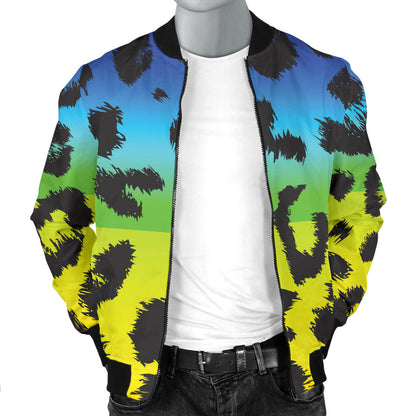 Rainbow Leopard Pattern Print Design A01 Men Bomber Jacket
