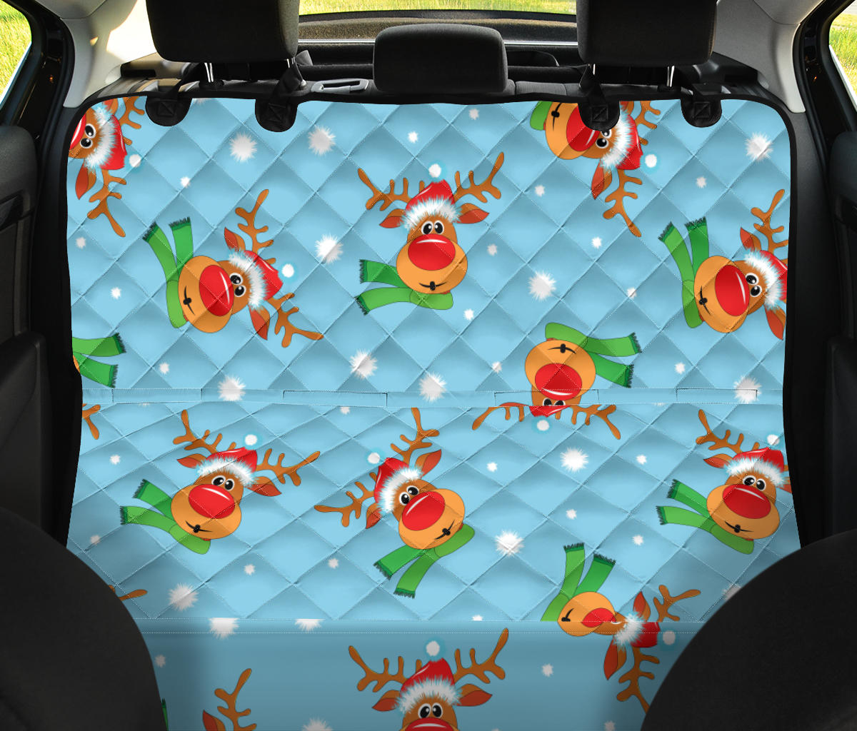 Reindeer cute Pattern Print Design 02 Rear Dog Car Seat Cover Hammock