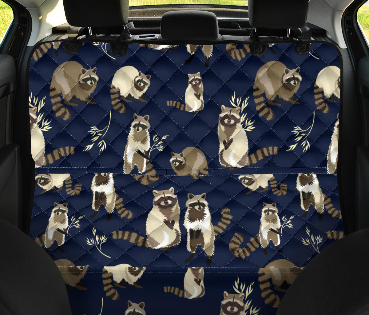 Raccoon Pattern Print Design A06 Rear Dog Car Seat Cover Hammock