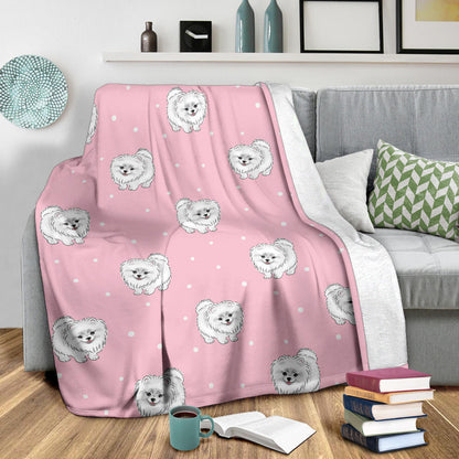 Pomeranians Pattern Print Design A02 Premium Blanket
