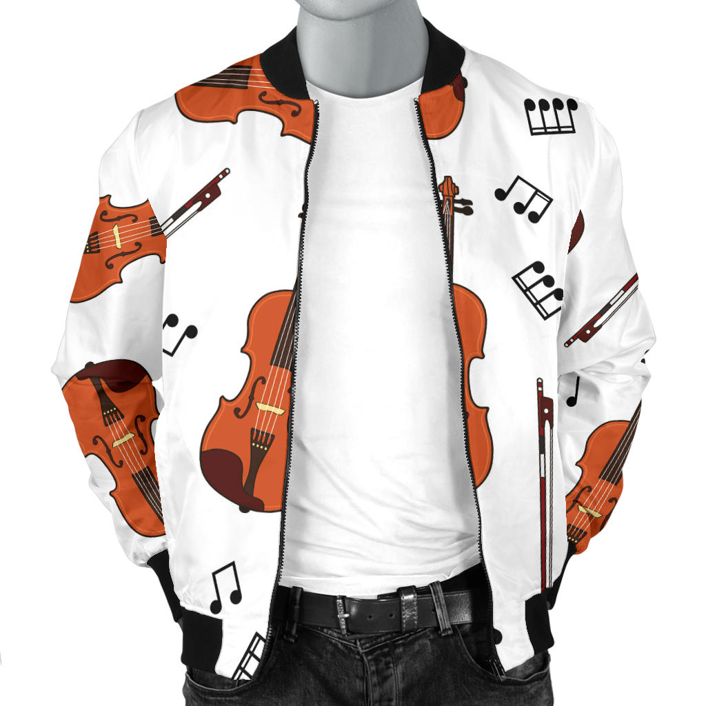 Violin Pattern Print Design 02 Men Bomber Jacket