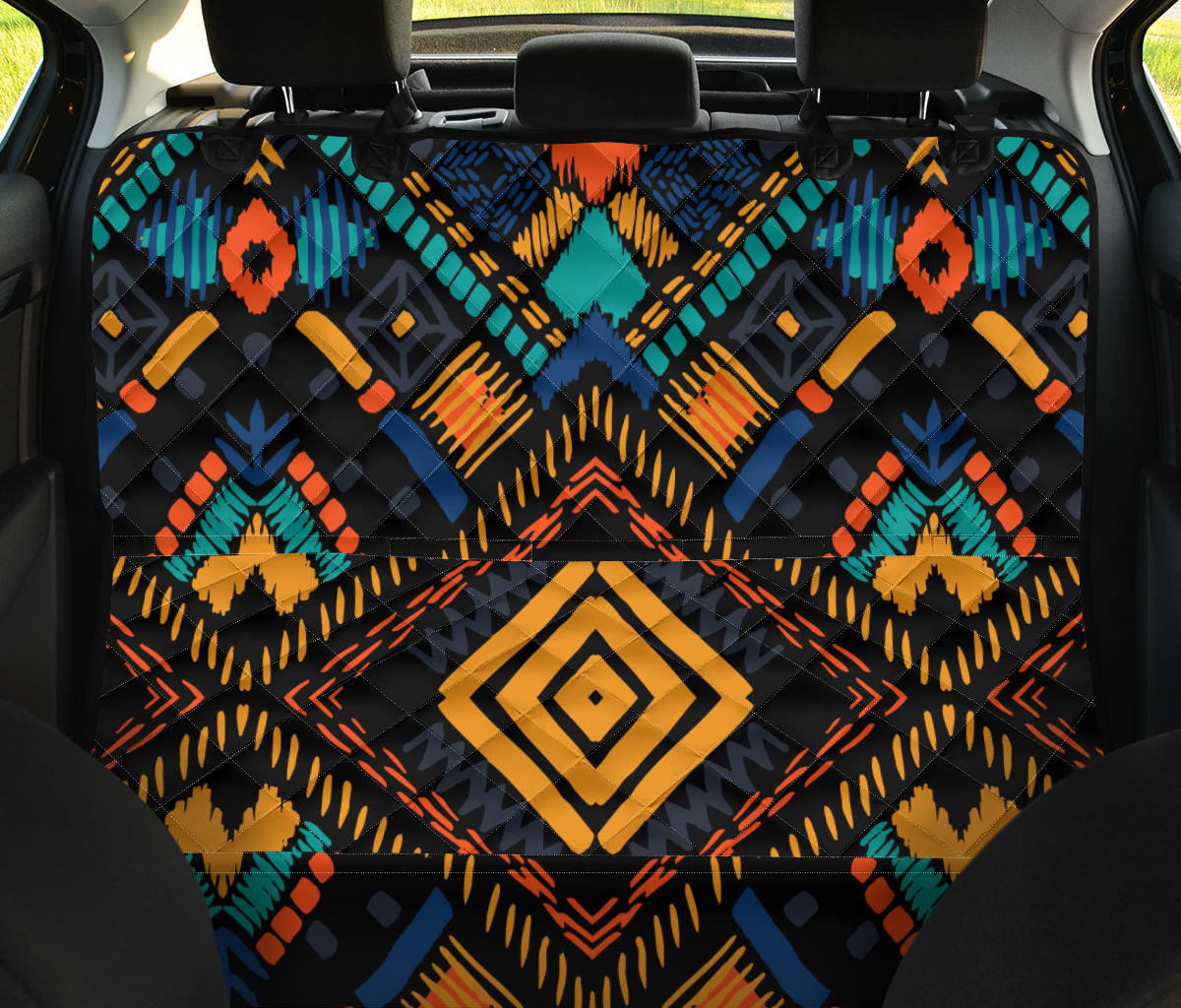 Kente Pattern Print Design 05 Rear Dog Car Seat Cover Hammock