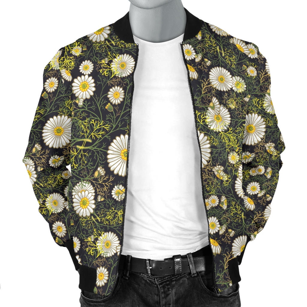 Daisy Pattern Print Design 03 Men Bomber Jacket